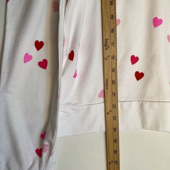 Lilly Pulitzer Sweatshirt L White Pink Hearts Romantic Dreamy Barbie Princess - Picture 5 of 6